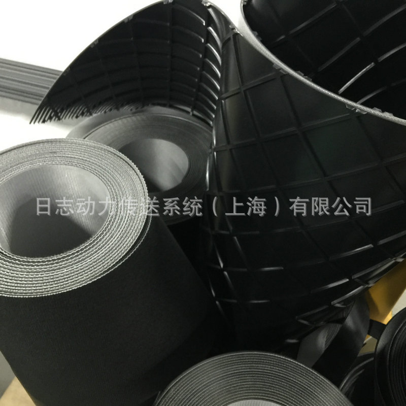 PVC輸送帶 黑色格子紋 齒接環形輸送帶 對齒大圖